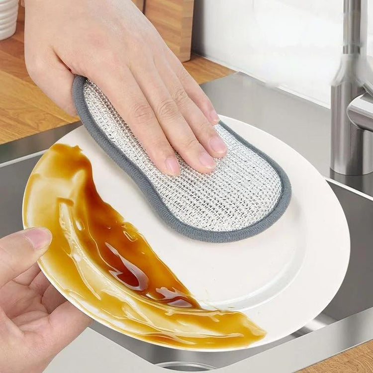 Éponges magiques double face, maintenant épaissies – Chiffons double face argentés pour vaisselle et casseroles – Nettoyage puissant et récurage magique. La livraison prioritaire est offerte !