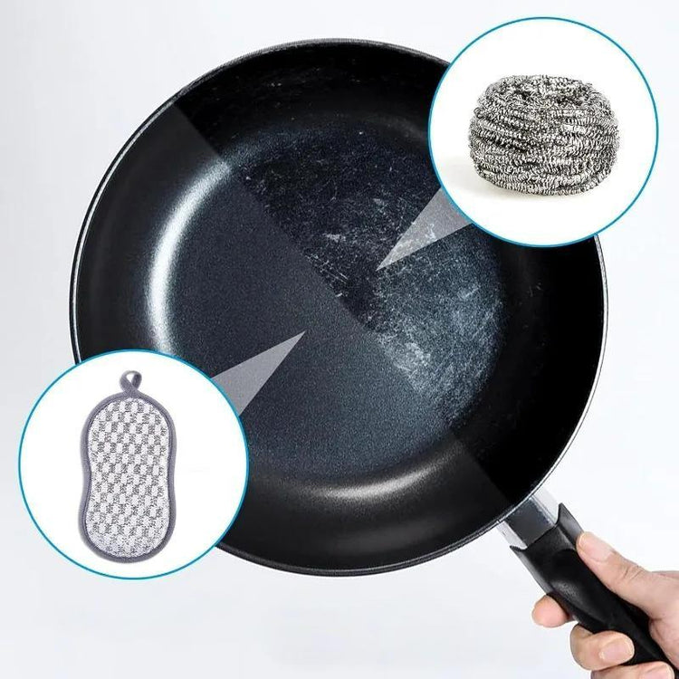 Éponges magiques double face, maintenant épaissies – Chiffons double face argentés pour vaisselle et casseroles – Nettoyage puissant et récurage magique. La livraison prioritaire est offerte !