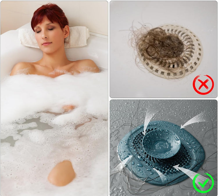 Bouchon magique en silicone pour évier et douche, attrape cheveux, couvercle de vidange, anti-odeur et étanchéité parfaite. La livraison est offerte !