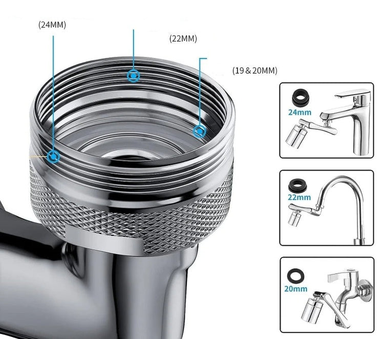 Ingénieux robinet rotatif à 1080°, économiseur d'eau, filtre, extension de robinet. Outil et 3 adaptateurs inclus, compatible avec 99% des robinets, coup de coeur, produit Premium, qualité la plus élevée, approuvé et recommandé. La livraison est offerte !