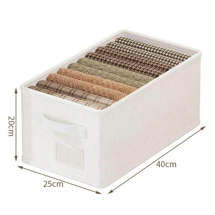 Superbe bac de rangement pour vêtements avec porte-étiquette – Organisateur solide et durable, petit format avec ganse ou grand format avec poignée – Boîte élégante, gain de place garanti. Livraison offerte !