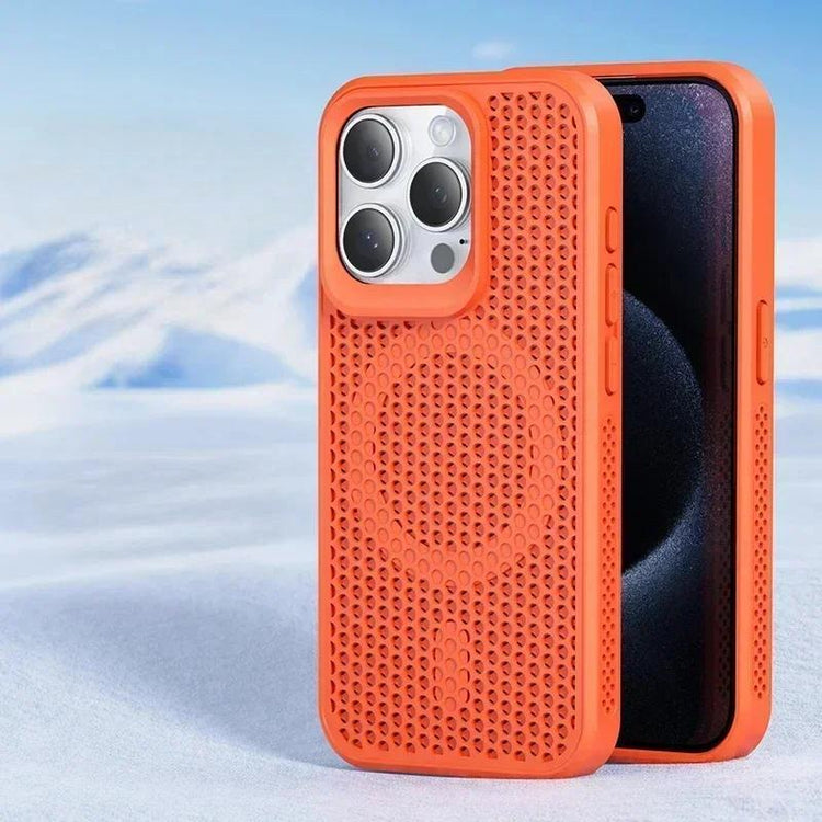 Ingénieuse coque magnétique alvéolée ultra-rafraîchissante pour iPhone avec dissipation de la chaleur, dos rigide respirant compatible MagSafe, protection totale et design haute performance. Livraison prioritaire offerte !
