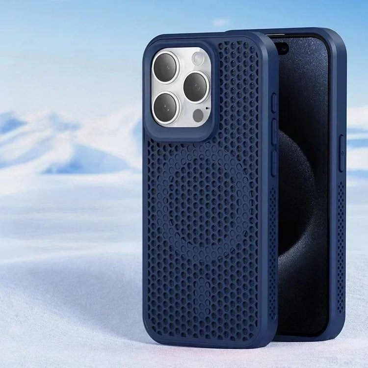 Ingénieuse coque magnétique alvéolée ultra-rafraîchissante pour iPhone avec dissipation de la chaleur, dos rigide respirant compatible MagSafe, protection totale et design haute performance. Livraison prioritaire offerte !