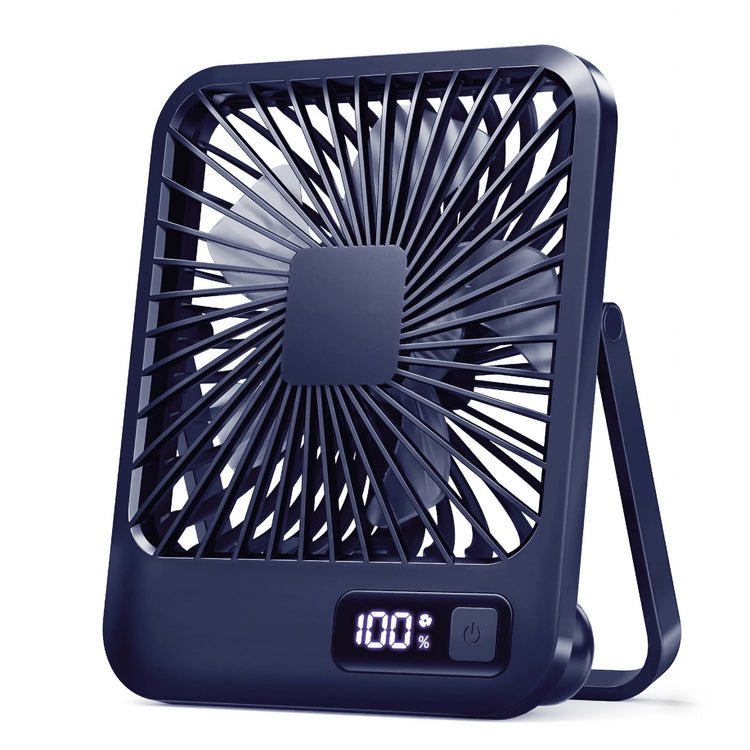Ventilateur ultra silencieux, rechargeable USB, inclinable à 180°, pliable, affichage de la batterie, 5 vitesses. La livraison prioritaire est offerte !