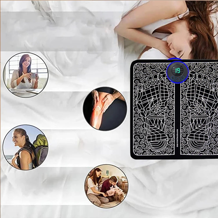 Tapis de massage électrique pour les pieds – Soulage les tensions, stimule la circulation, avec 8 modes et 19 niveaux d’intensité réglables. Livraison prioritaire offerte !
