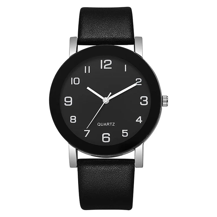 Montre minimaliste pour femme ou homme, bracelet cuir et cadran épuré. Livraison prioritaire offerte !