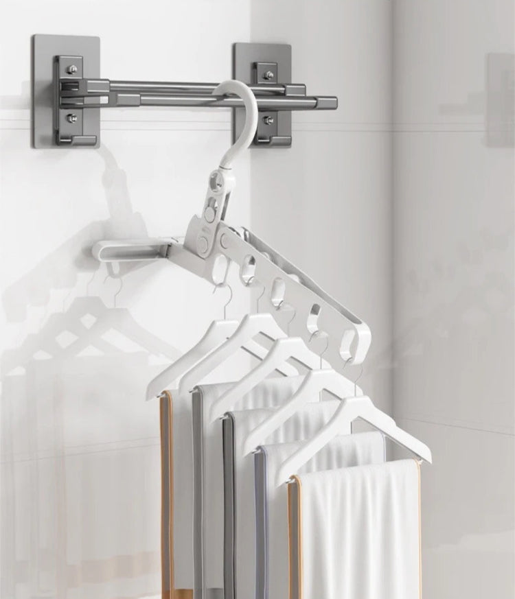 Ingénieux support magique de séchage et rangement à 5 crochets, cintre multifonction, ultra solide et robuste jusqu’à 4 kg, gain de place – Idéal pour sécher le linge à l’intérieur les jours de pluie ou de froid, support Premium. Livraison offerte !