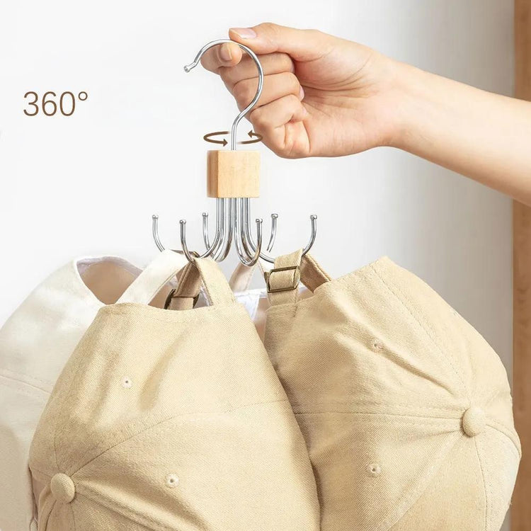 Lot de 3 cintres de rangement rotatif 360° à 6 crochets en acier, organisateurs multifonctions pour ceintures, écharpes, sacs, cravates, chapeaux et accessoires – gain de place, robuste et élégant. Livraison offerte !