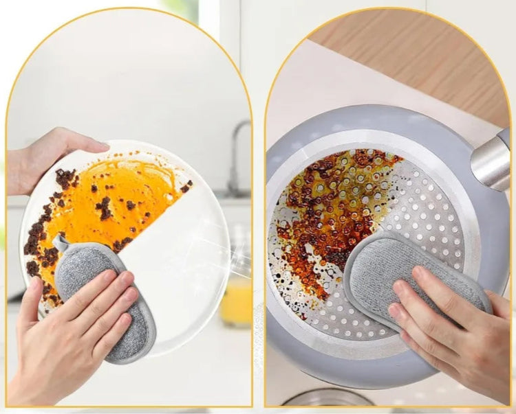 Éponges magiques double face, maintenant épaissies – Chiffons double face argentés pour vaisselle et casseroles – Nettoyage puissant et récurage magique. La livraison prioritaire est offerte !