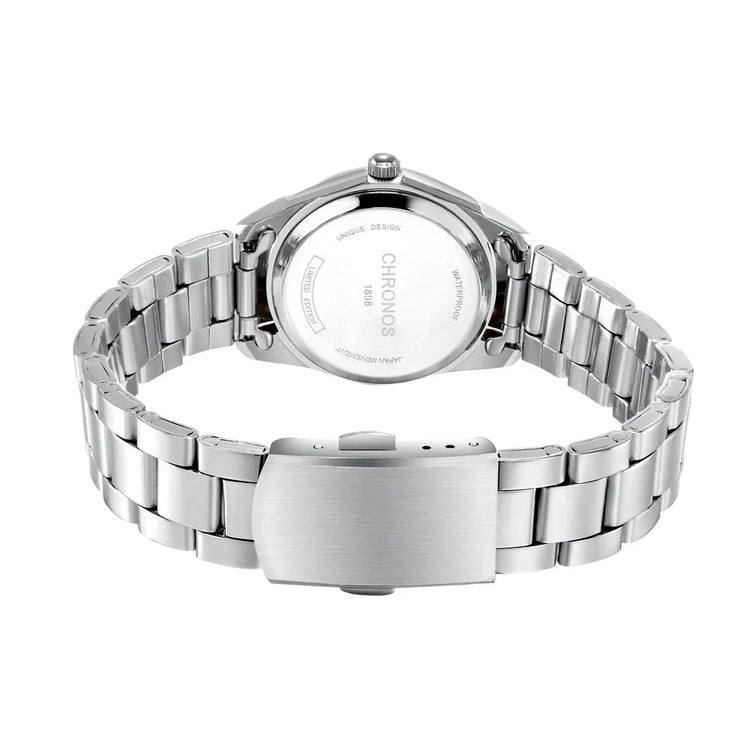 Montre élégante pour femme en acier inoxydable, mouvement quartz, résistante à l’eau. Livraison prioritaire offerte !