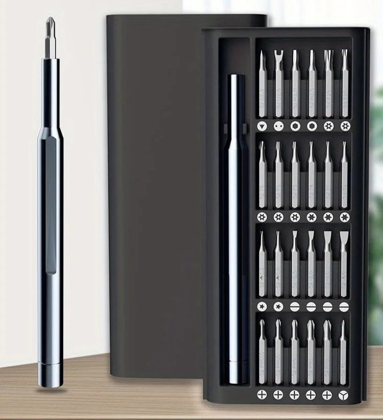 Jeu de tournevis de précision 25 en 1, magnétique, multi-embouts en acier haute résistance, avec manche en aluminium antidérapant - le kit essentiel à avoir chez soi en cas de besoin ou d’urgence. Livraison offerte !