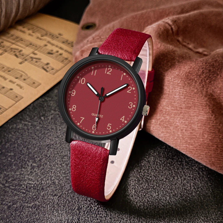 Montre vintage pour femme au look ton sur ton – cadran et bracelet assortis, disponible en 7 couleurs. Livraison prioritaire offerte !
