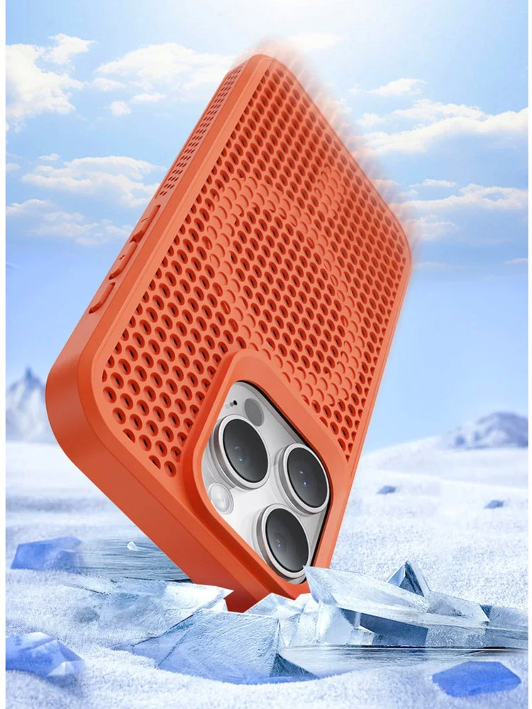 Ingénieuse coque magnétique alvéolée ultra-rafraîchissante pour iPhone avec dissipation de la chaleur, dos rigide respirant compatible MagSafe, protection totale et design haute performance. Livraison prioritaire offerte !