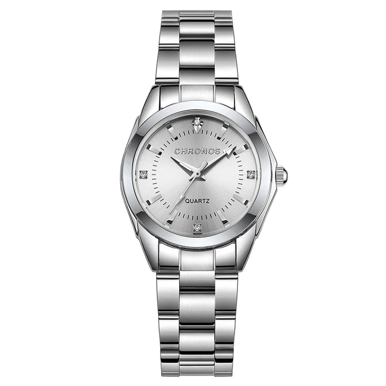 Montre élégante pour femme en acier inoxydable, mouvement quartz, résistante à l’eau. Livraison prioritaire offerte !