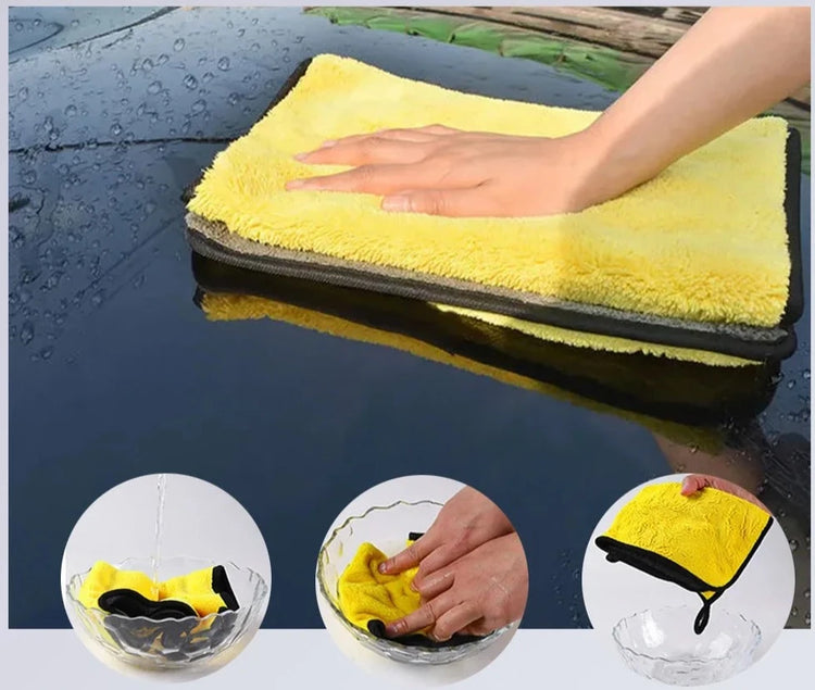 Serviette de lavage en microfibre - chiffon de nettoyage et de séchage, nettoyage des vitres, chiffon double couche, fournitures de lavage. La livraison prioritaire est offerte !