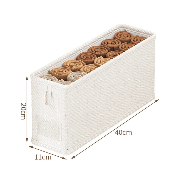 Superbe bac de rangement pour vêtements avec porte-étiquette – Organisateur solide et durable, petit format avec ganse ou grand format avec poignée – Boîte élégante, gain de place garanti. Livraison offerte !