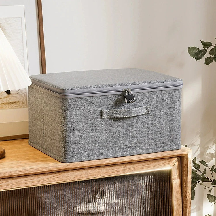 Boîte de rangement pliable multifonctionnelle en tissu imperméable avec couvercle zippé à double sens, grande capacité pour vêtements, couettes, oreillers, solution gain de place et protection optimale. Livraison offerte !