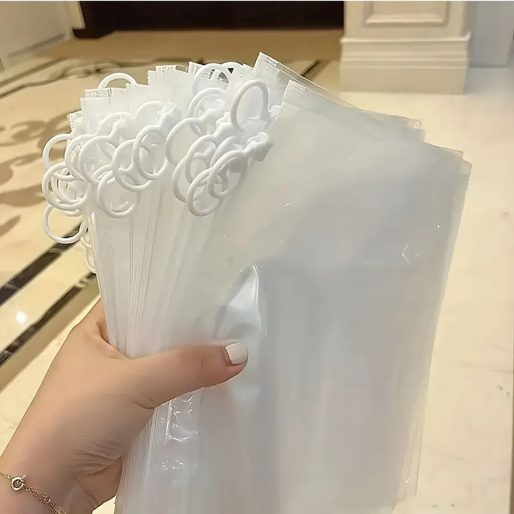 Sacs de rangement transparents avec anneau de traction 23×14 cm, multifonctionnels et étanches, pochettes zippées pour bijoux, cosmétiques, câbles, papeterie et petits articles, réutilisables et portables. Livraison offerte !