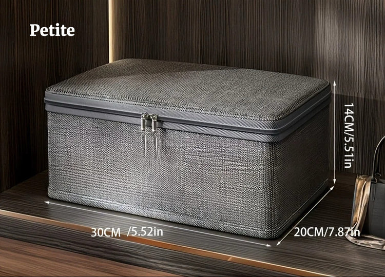 Boîte de rangement pliable multifonctionnelle en tissu imperméable avec couvercle zippé à double sens, grande capacité pour vêtements, couettes, oreillers, solution gain de place et protection optimale. Livraison offerte !