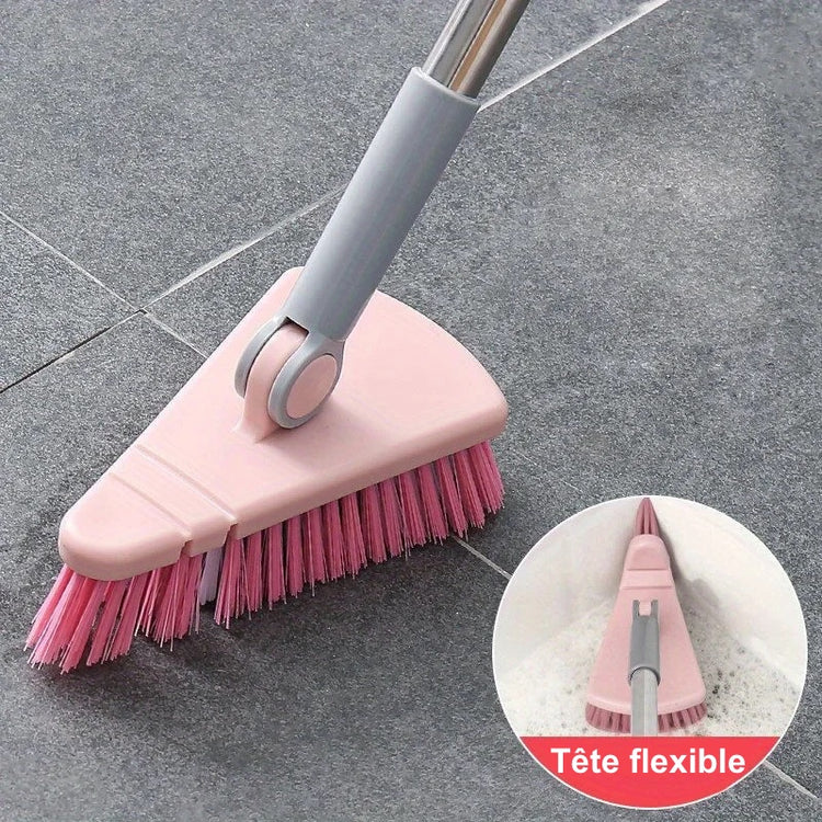 Brosse de nettoyage pour salle de bain et douche avec long manche de 95cm, tête flexible, 180°, idéale pour les sols, murs et autres surfaces, agréable à manipuler, parfaite pour tous vos besoins en nettoyage. La livraison prioritaire est offerte !