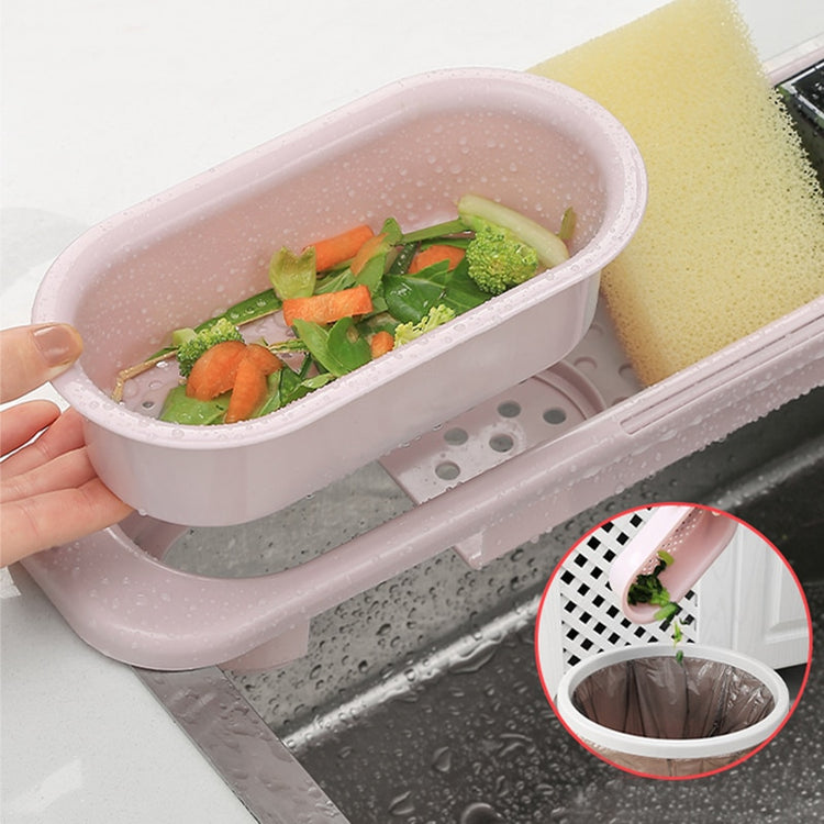 Support d'évier, porte-savon, éponge, torchon, égouttoir réglable, et panier de rangement. Pratique, robuste et ajustable!