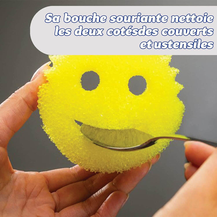 Authentiques éponges sourire à double texture, éponges magiques : dures dans l'eau froide, molles dans l'eau chaude! Anti-rayures, réutilisables, lavables. Produit coup de coeur. La livraison est offerte!