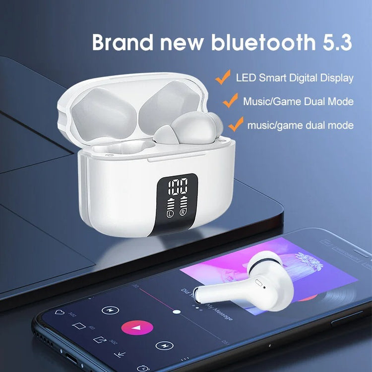 Écouteurs Bluetooth 5.3 exceptionnels, sans fil avec réduction antibruit, son Hi-Fi Premium, micros intégrés, 36 heures d'autonomie, IP7 étanche, écran LED, contrôle tactile. La livraison prioritaire est offerte !