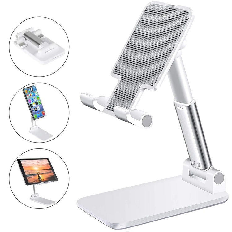 Support pour smartphones et tablettes, angle et hauteur ajustables, entièrement pliable et compact, apportez-le partout avec vous. La livraison est offerte !