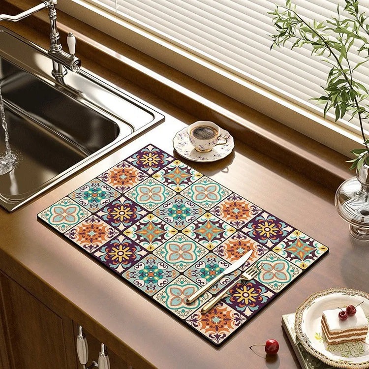 Magnifique tapis de cuisine super absorbant, égouttoir à vaisselle, séchage rapide pour tasses à café, tapis de drainage, sous-verre pour vaisselle, tant d’utilisations possibles. La livraison est offerte !