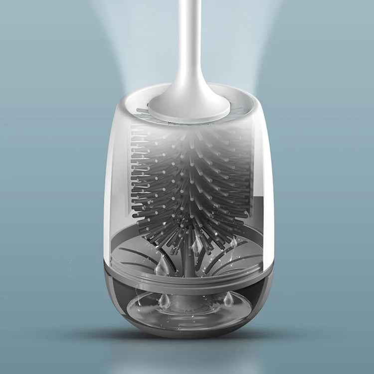 Brosse WC Premium en silicone : antibactérienne, séchage rapide, longue poignée, fixation murale ou socle - élégance et hygiène. La livraison est offerte !