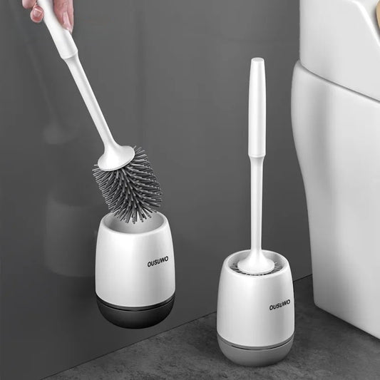 Brosse WC Premium en silicone : antibactérienne, séchage rapide, longue poignée, fixation murale ou socle - élégance et hygiène. La livraison est offerte !