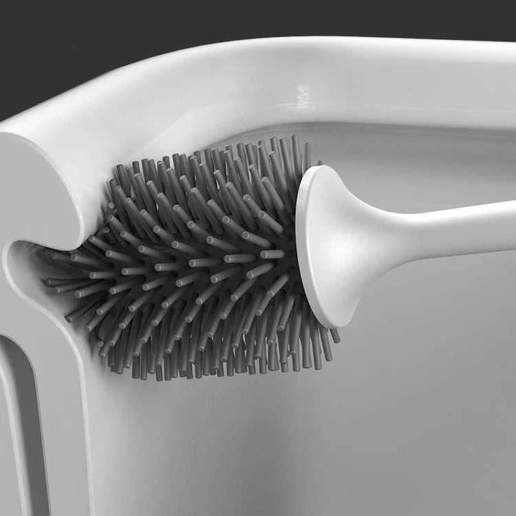 Brosse WC Premium en silicone : antibactérienne, séchage rapide, longue poignée, fixation murale ou socle - élégance et hygiène. La livraison est offerte !