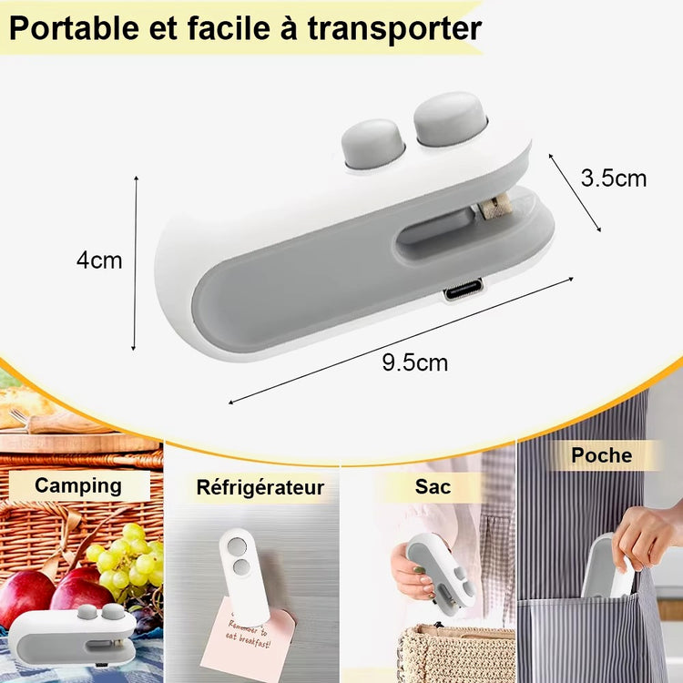 Indispensable scelleuse de sacs, batterie rechargeable de haute capacité. Préservez la fraîcheur de vos aliments. La livraison prioritaire est offerte !