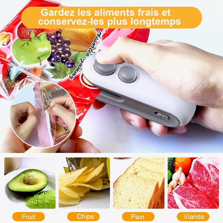 Indispensable scelleuse de sacs, batterie rechargeable de haute capacité. Préservez la fraîcheur de vos aliments. La livraison prioritaire est offerte !