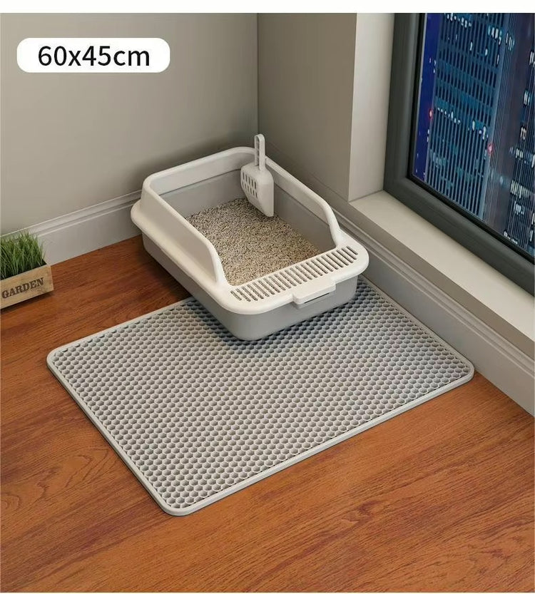 Ingénieux tapis de litière imperméable, double couche, antidérapant, lavable, tapis pour bac à litière, récupération efficace des grains de litière, vos planchers restent propres. La livraison prioritaire est offerte !