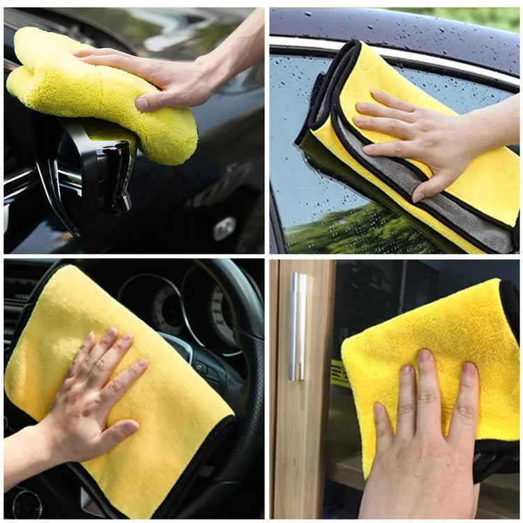 Serviette de lavage en microfibre pour voiture - chiffon de nettoyage et de séchage, nettoyage des vitres, chiffon double couche, fournitures de lavage auto. La livraison prioritaire est offerte !