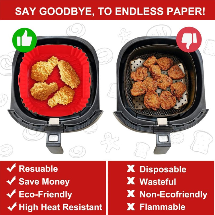 22cm Reusable Airfryer Pan Liner Accessories Silicone Air Fryers Oven Baking Tray Pizza Fried Chicken Airfryer Silicone Basket