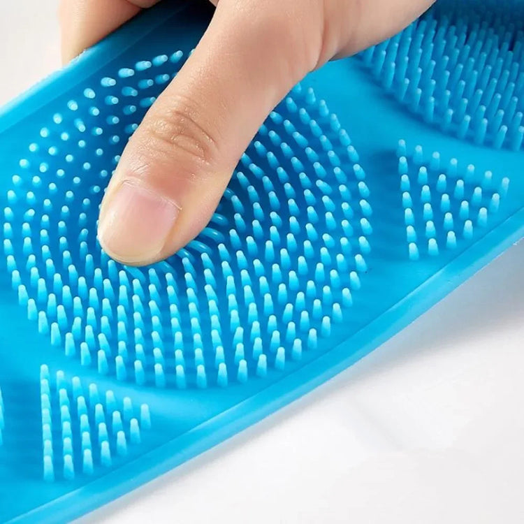 Indispensable brosse de douche en silicone exfoliante pour le corps et le dos, durable, écologique, hygiénique, avec double face massante. La livraison est offerte !