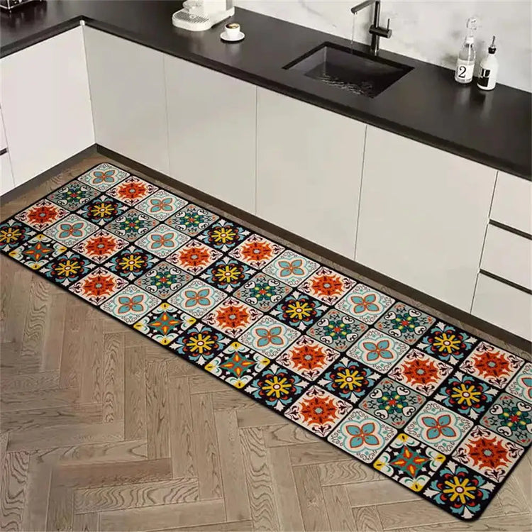 Magnifique tapis de cuisine, style tuiles décoratives, super absorbant, antidérapant, confortable et anti-fatigue pour vos pieds, chevilles et jambes. La livraison prioritaire est offerte !