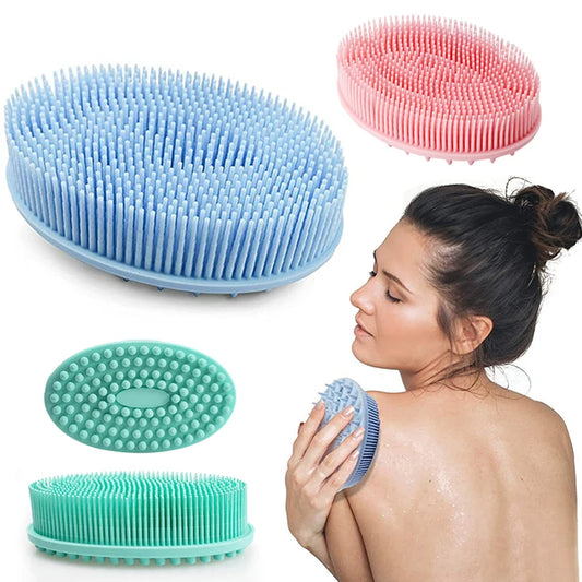 Essentielle brosse de bain en silicone douce et hygiénique, exfoliante 2 en 1 pour peau sensible, massage relaxant et nettoyage en profondeur. La livraison est offerte !