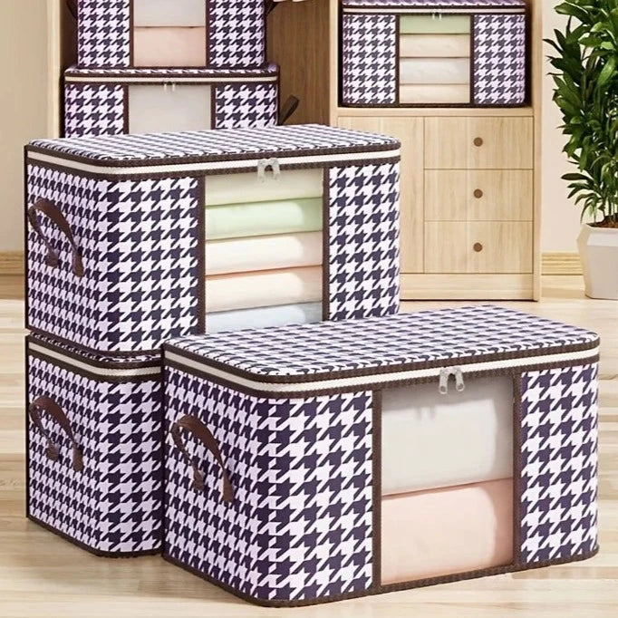 Magnifique housse de rangement au motif pied-de-poule tendance et stylisé, multifonctionnelle, grande capacité. La livraison prioritaire est offerte !