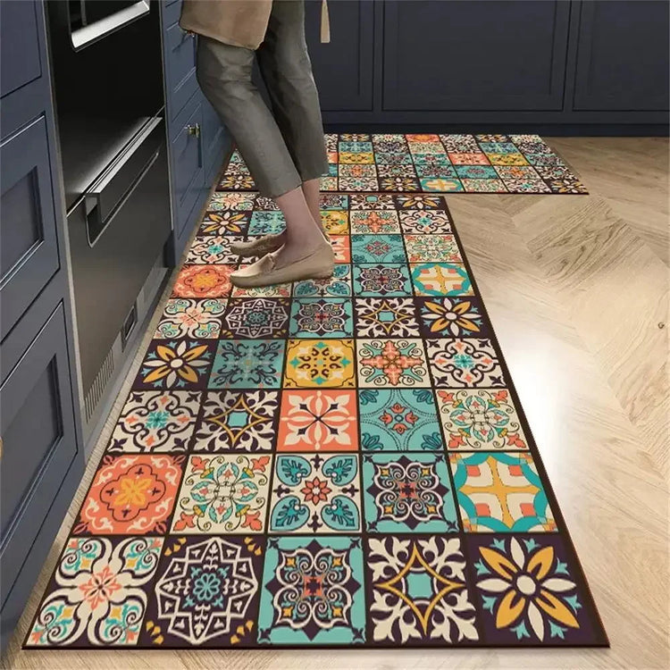 Magnifique tapis de cuisine, style tuiles décoratives, super absorbant, antidérapant, confortable et anti-fatigue pour vos pieds, chevilles et jambes. La livraison prioritaire est offerte !