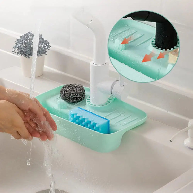 Égouttoir ajustable en silicone pour éponges, savons et brosses, parfait pour cuisines et salles de bain, avec design élégant et hygiénique pour un espace organisé et propre. La livraison prioritaire est offerte !