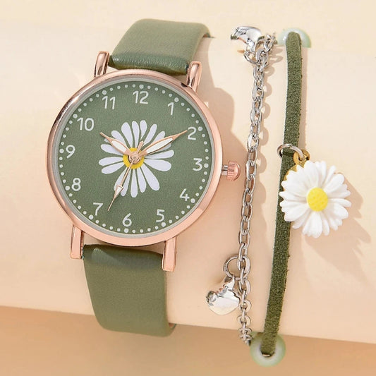 Montre fleurie pour femme avec bracelet bohème assorti. Livraison prioritaire offerte !