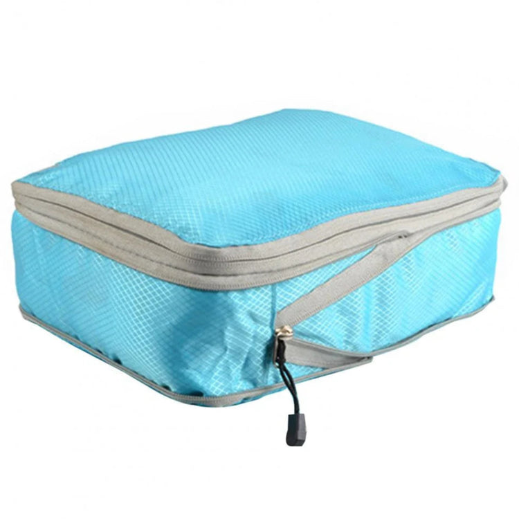 Stylé et pratique ensemble de sacs de rangement compressibles pour valise – Organisateurs pliables avec fermeture éclair pour vêtements, chaussures et accessoires de voyage, bleu azur. La livraison prioritaire est offerte !