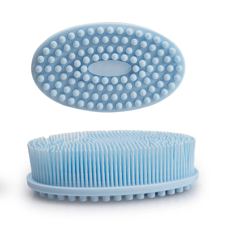 Essentielle brosse de bain en silicone douce et hygiénique, exfoliante 2 en 1 pour peau sensible, massage relaxant et nettoyage en profondeur. La livraison est offerte !