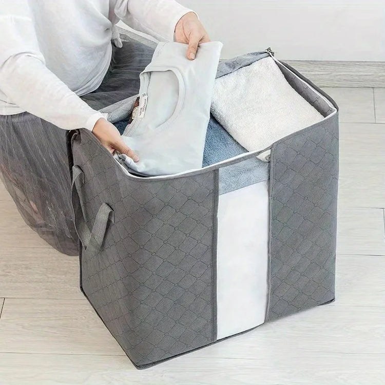 Magnifique sac de rangement grande capacité avec poignée renforcée, fenêtre transparente, tissu respirant et anti-poussière, fermeture éclair bidirectionnelle pour couettes, vêtements et couvertures. Livraison prioritaire offerte !