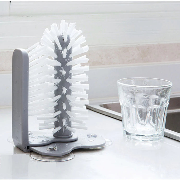 Brosse de nettoyage pour bouteilles et verres, avec 3 ventouses stables et poils fermes en nylon, utilisations quotidiennes assurées. Facile à utiliser. La livraison prioritaire est offerte !