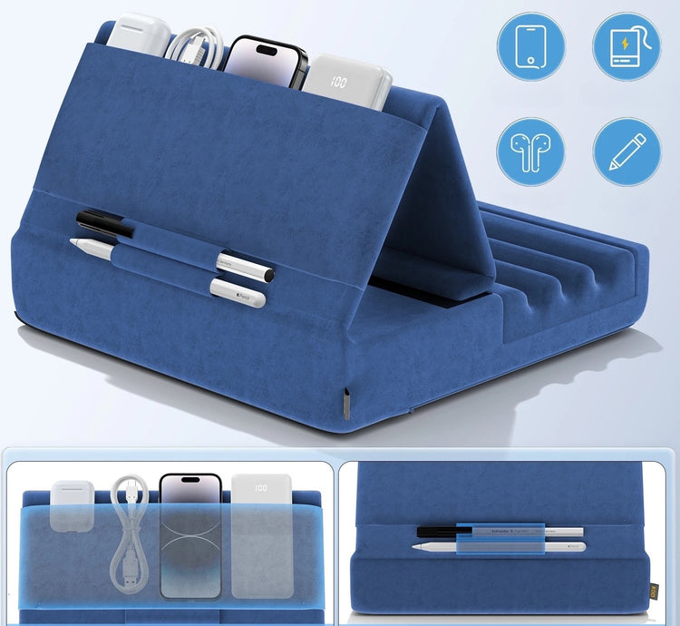 Coussin-support multi-angles Premium pour tablettes, smartphones, entièrement pliable, dock avec pochette et support pour stylet. La livraison prioritaire est offerte !