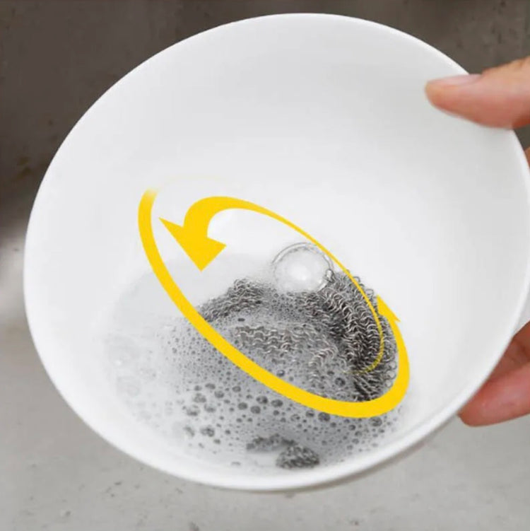 Grille métallique en inox, maille fine ultra-résistante, nettoyage puissant sans rayures, hygiénique et sans odeur, durable et antirouille pour poêles en fonte, casseroles, grills, planchas, moules et ustensiles de cuisine. Livraison offerte !